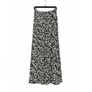Express Black and White Floral Maxi Skirt with Front Slit - Size XS